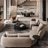 Trueliving Luxurious Dark Eight Seater Sofa linen Finish 0.87D x 3.95W x 0.87H Meters